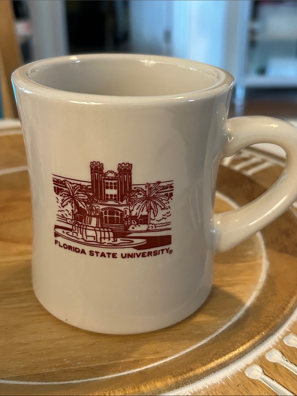Florida State University White Ceramic Coffee Mug M ware heavy diner style